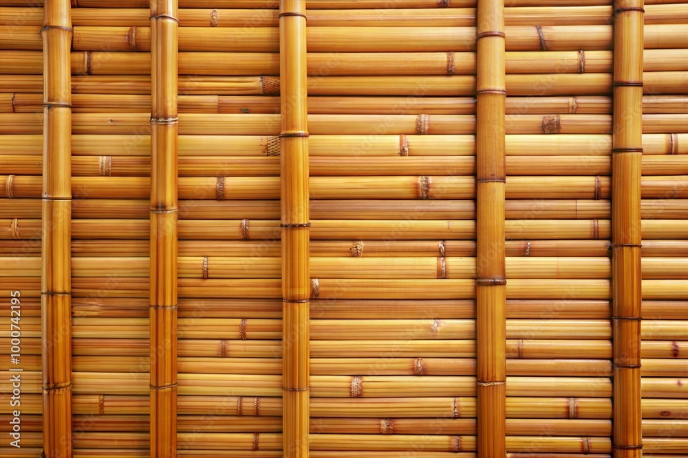 Close-up of woven bamboo wall texture warm organic pattern Close-up of woven bamboo wall texture warm organic pattern