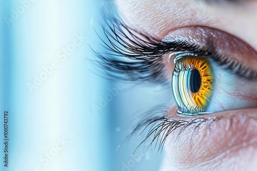 Detailed shot of an eye with a visible tear film breakdown, highlighting the lack of moisture, tear film deficiency, dry eyes symptom
