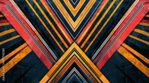 Symmetrical geometric lines creating intricate patterns in a bold, contrasting color scheme, perfect for modern and elegant backgrounds