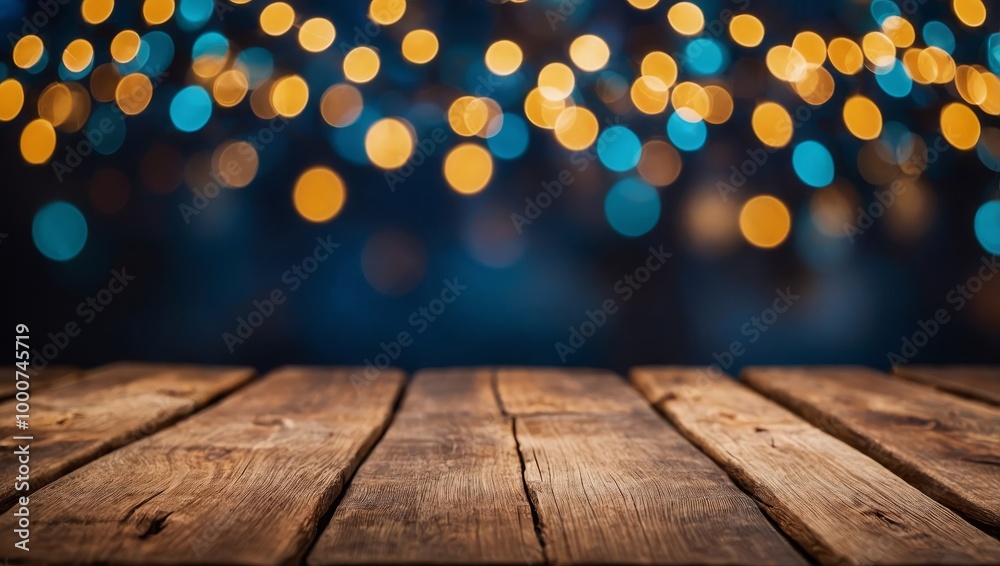 Christmas holiday background with empty wooden table Christmas holiday background with empty wooden table
