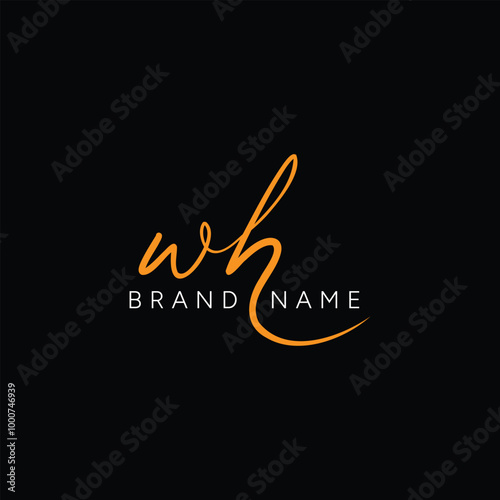 WH Handwritten Signature Logo Design