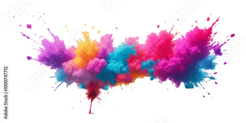Bright colorful watercolor splash splatter stain brush strokes on white background. Modern vibrant aquarelle spot. Rainbow trendy isolated design on white. Element. Vector watercolor illustration.	