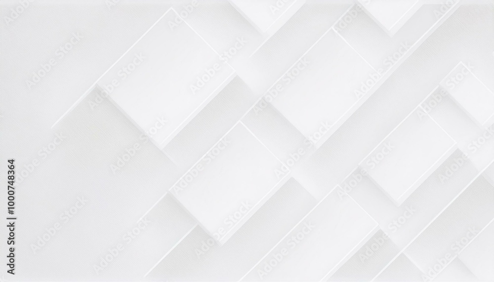 Abstract white background with texture pattern, layered geometric triangle shapes, white and grey glossy squares abstract tech banner design