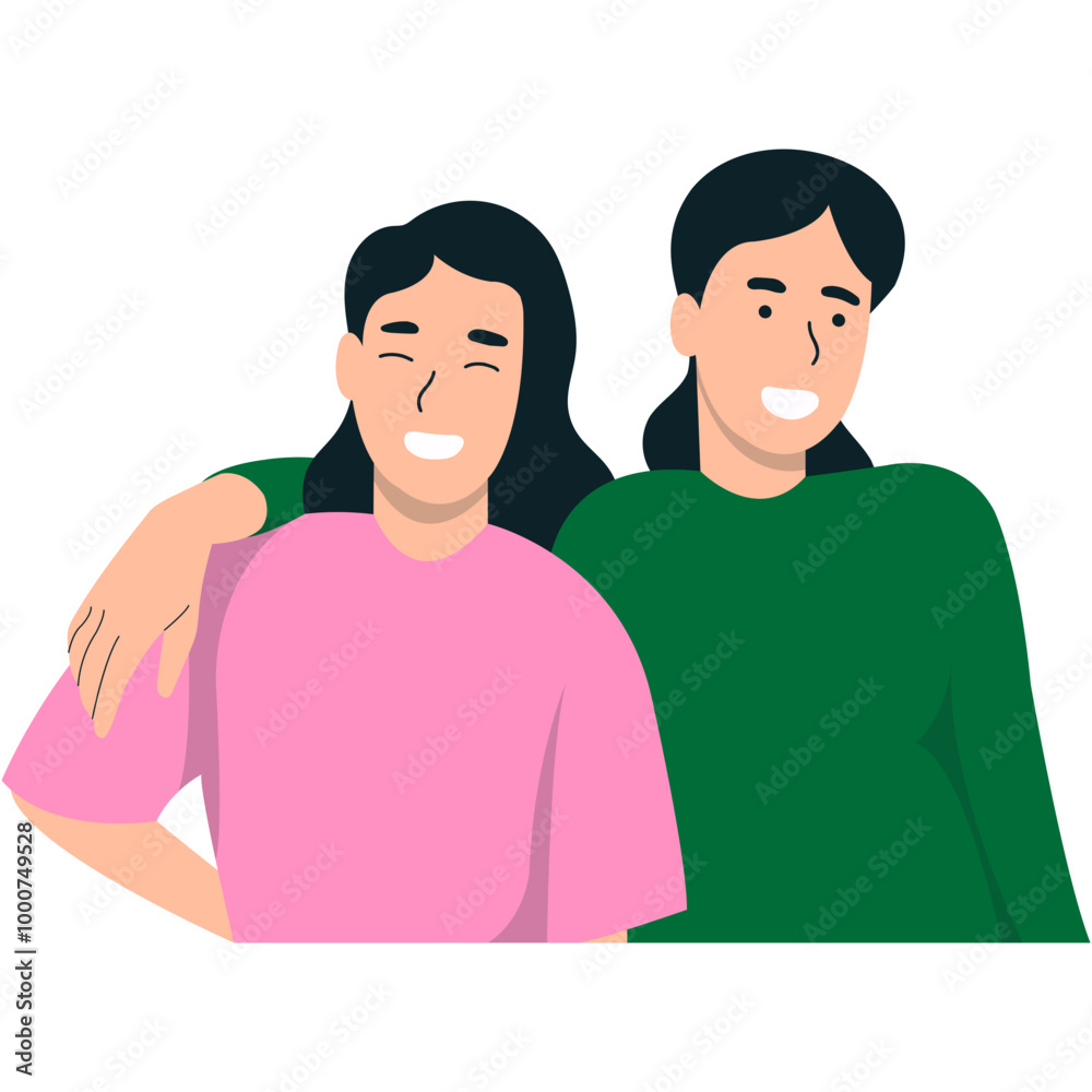 Happy Friendship Day Character with Simple Cartoon Shape. Vector Illustration in Flat Style Happy Friendship Day Character with Simple Cartoon Shape. Vector Illustration in Flat Style