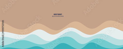 Sea waves layered vector background illustration and sea beach vector illustration.