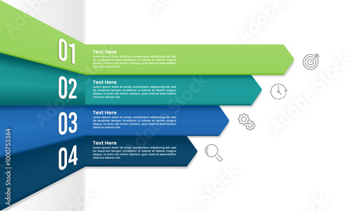 Infographic 4 arrows with number design. Business presentation, Strategy, Plan, Banner and Brochure. Vector illustration.