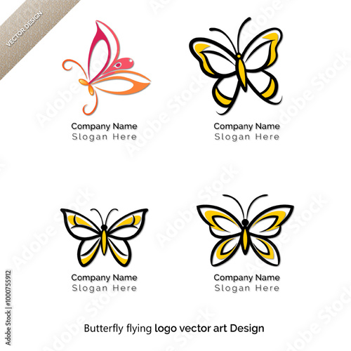 Soaring Butterfly Logo  Vector Art Design set