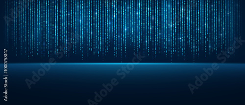 Big data visualization, high-tech light line data flow. Concept of digital technology connections, internet communications.