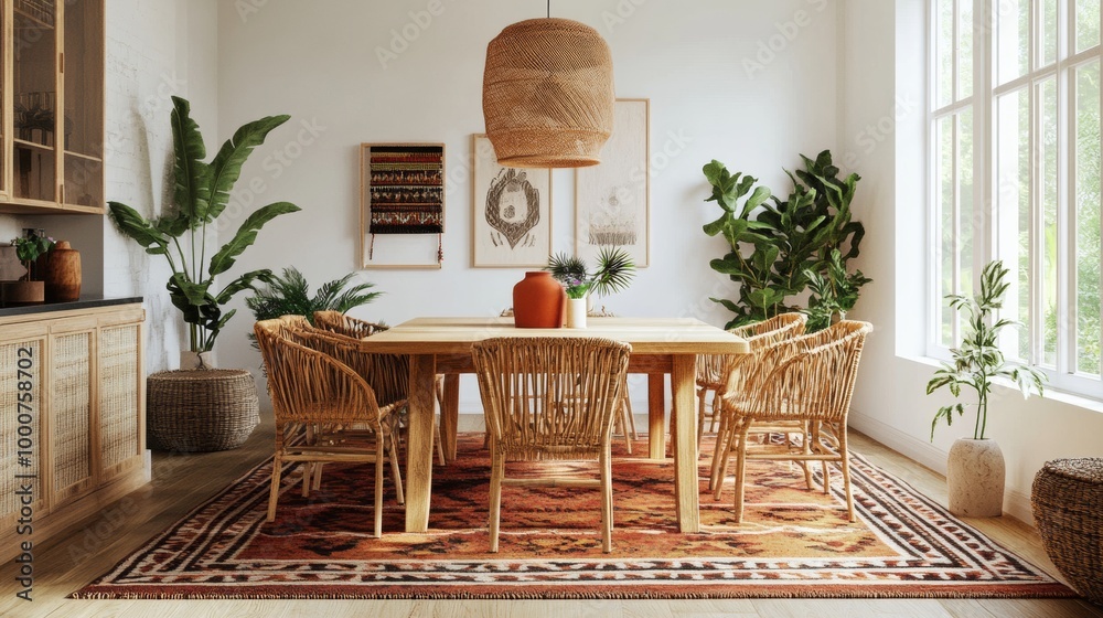 custom made wallpaper toronto digitalA large, wooden dining table is surrounded by chairs in a room with a rug