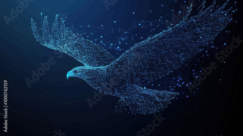 Abstract Low Poly Eagle in Flight Vector Illustration - Geometric Polygonal Digital Art of Soaring Bird