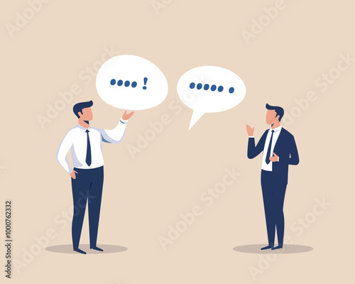 Businessmen Communication with Jargon and Confusion in Speech Bubbles Vector Illustration - Technical Language and Complicated Conversation Concept - Flat Minimalist Style