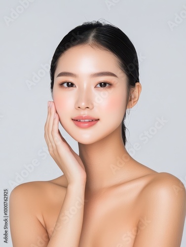 A woman with a very clean and simple face