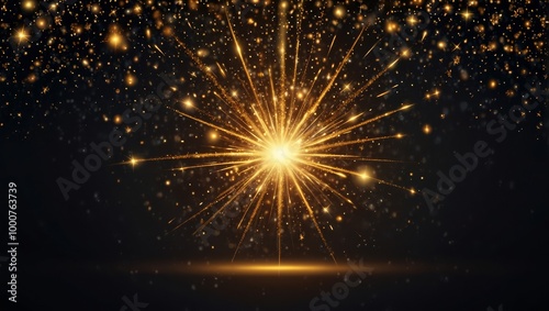 sparkles on a transparent background. Christmas light effect. Sparkling magical dust particles.The dust sparks and golden stars shine with special light