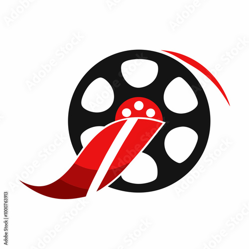 Film reel logo vector illustration on white background