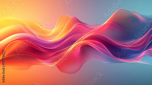 Abstract Colorful Wavy Lines on a Gradient Background