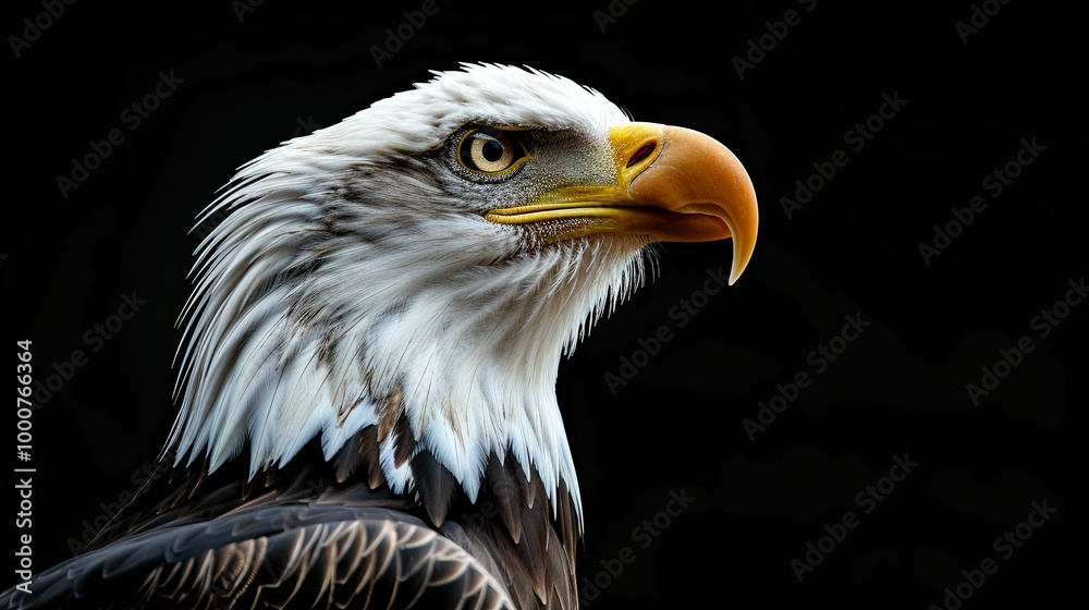 Close-up Portrait of a Bald Eagle with Sharp Focus on its Eye and Beak Close-up Portrait of a Bald Eagle with Sharp Focus on its Eye and Beak