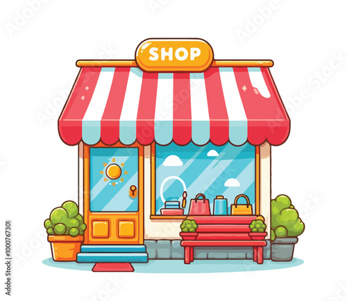 Grocery shop cartoon vector illustration