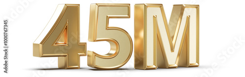 45M Followers Gold 3D Number photo