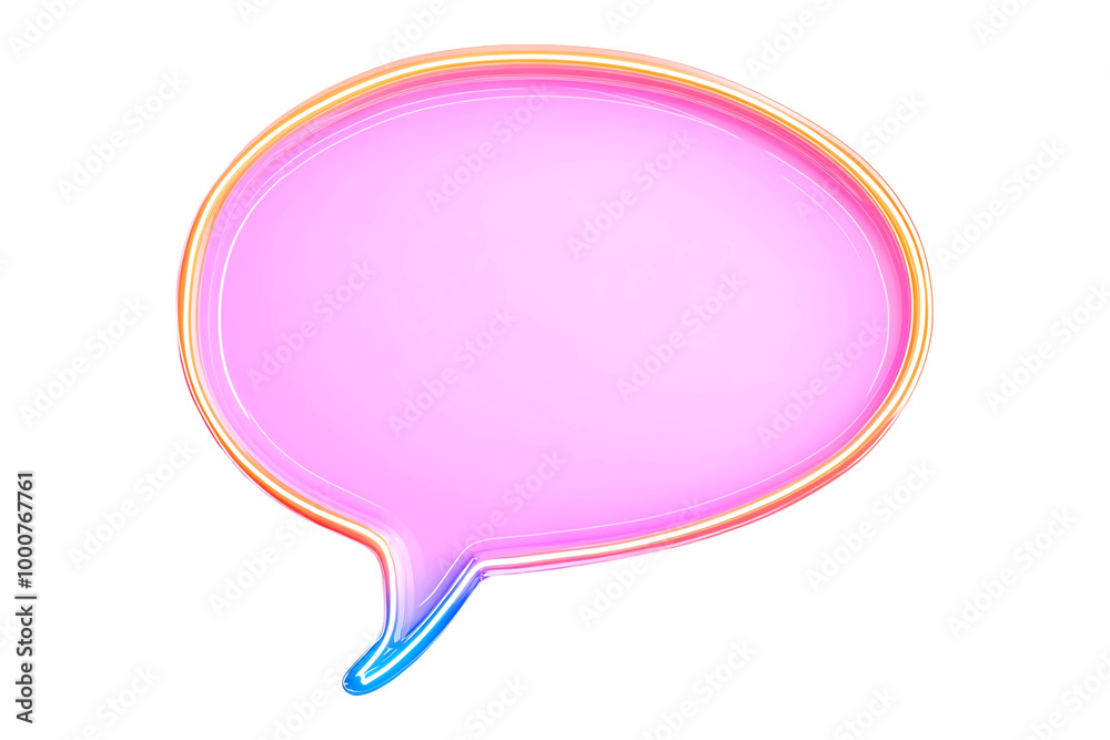 Pink speech bubble with a colorful outline, on white isolated background. Pink speech bubble with a colorful outline, on white isolated background.