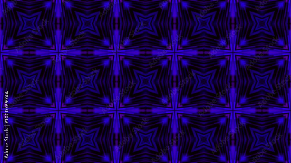 blue circle light, floral motifs combined with a black background. 3D animation blue circle light, floral motifs combined with a black background. 3D animation