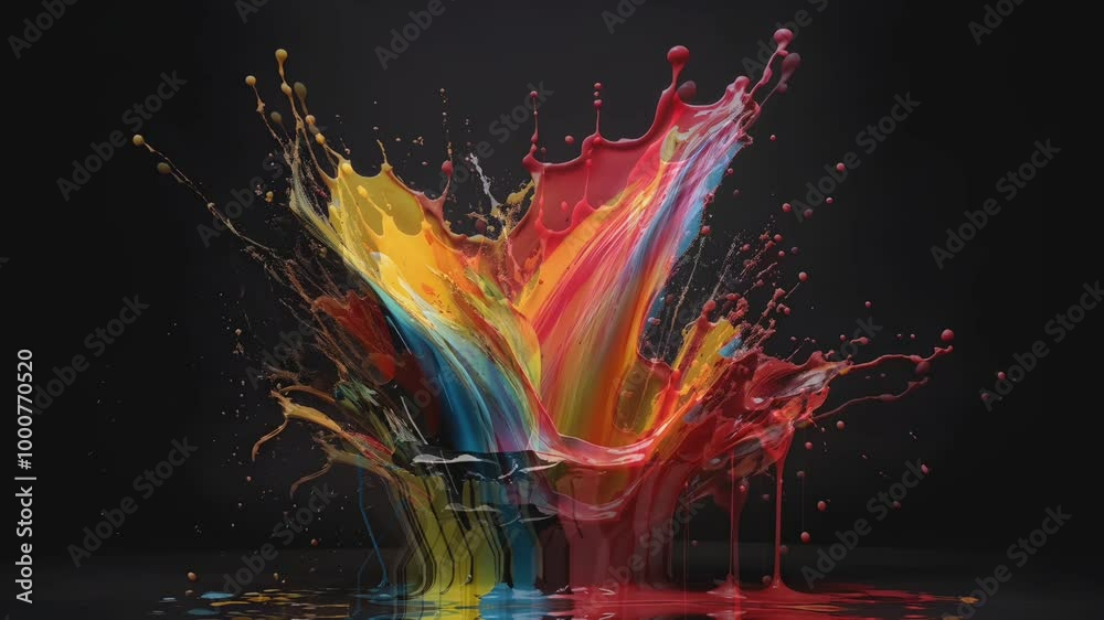 Splashes of paint animation with a black screen background Splashes of paint animation with a black screen background