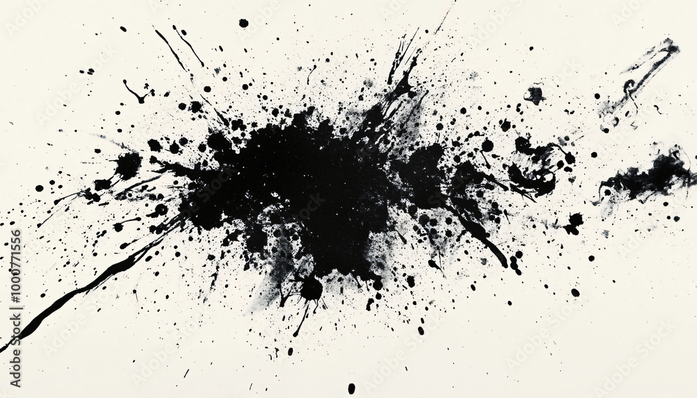 Obraz premium Random bursts and splatters of ink in black and white or vibrant colors, evoking a raw, artistic energy