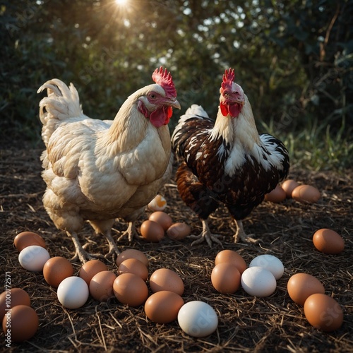 A hen nestled comfortably in her nesting box, preparing to lay her eggs for the day