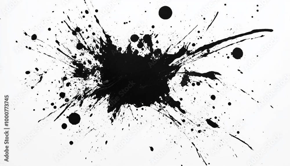 Random bursts and splatters of ink in black and white or vibrant colors, evoking a raw, artistic energy Random bursts and splatters of ink in black and white or vibrant colors, evoking a raw, artistic energy
