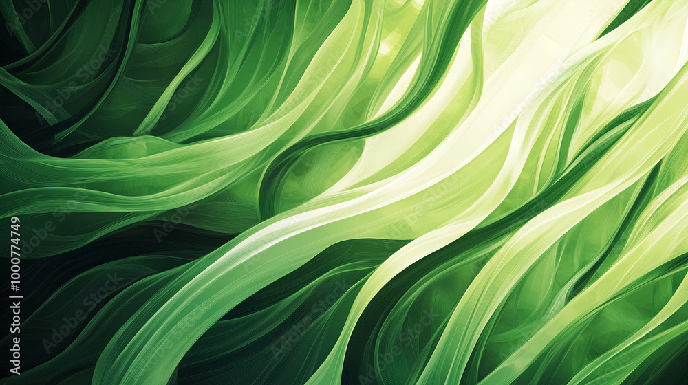 Abstract organic green lines as wallpaper background illustration