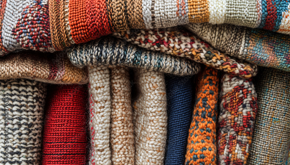 Zoomed-in textures of fabrics like knit wool, woven patterns, or intricate embroidery, creating a cozy, tactile feel Zoomed-in textures of fabrics like knit wool, woven patterns, or intricate embroidery, creating a cozy, tactile feel
