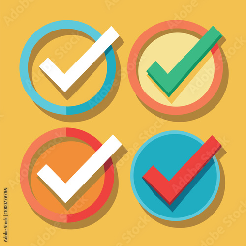 A vibrant green 3D vector check mark icon with a tick symbol, perfect for success and approved choices