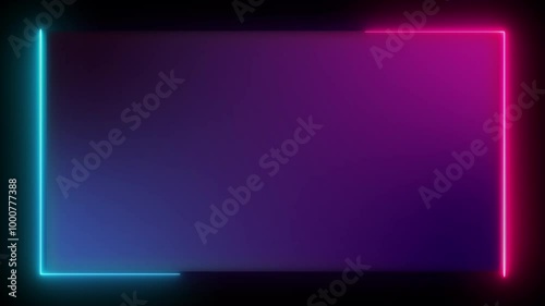 Wallpaper Mural 
Neon glossy rectangle glowing picture frame 4K. Abstract tunnel opening galaxy alien portal sci-fi motion graphic. Electric fluorescent tube illuminated disco and night club background. Retro display Torontodigital.ca