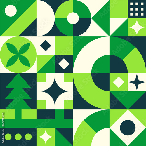 Green Geometric Shape Pattern Vector Background