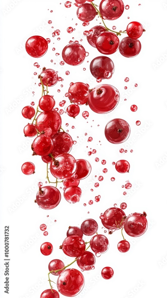 Red Berries with Bubbles in Water Generative AI Red Berries with Bubbles in Water Generative AI