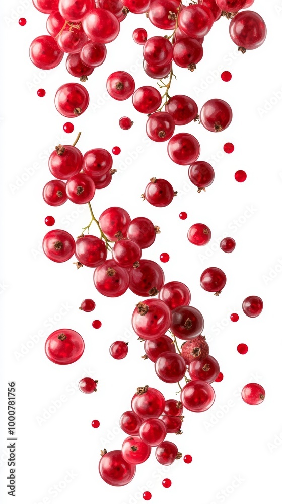 Red Currants Bouncing Isolated on White Background Generative AI Red Currants Bouncing Isolated on White Background Generative AI