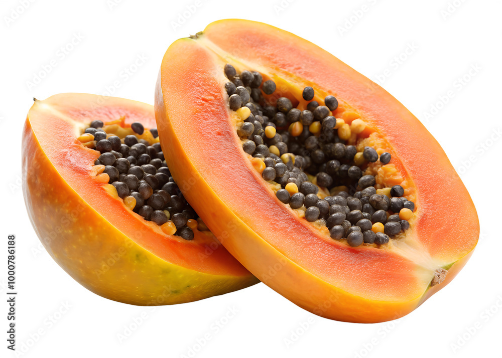 a sliced papaya isolated on transparent background a sliced papaya isolated on transparent background