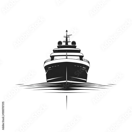 Luxury Yacht Silhouette   Front View  Ocean Vessel  Nautical Icon  Seafaring  Maritime Tra photo