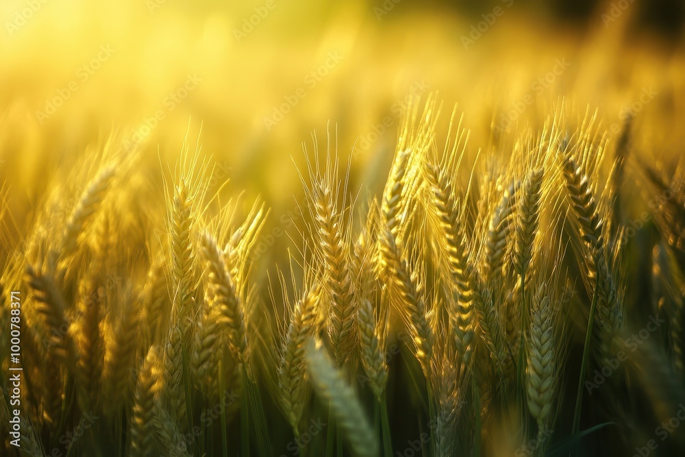 Golden wheat stalks glow in the sun, creating a warm and inviting atmosphere. Golden wheat stalks glow in the sun, creating a warm and inviting atmosphere.