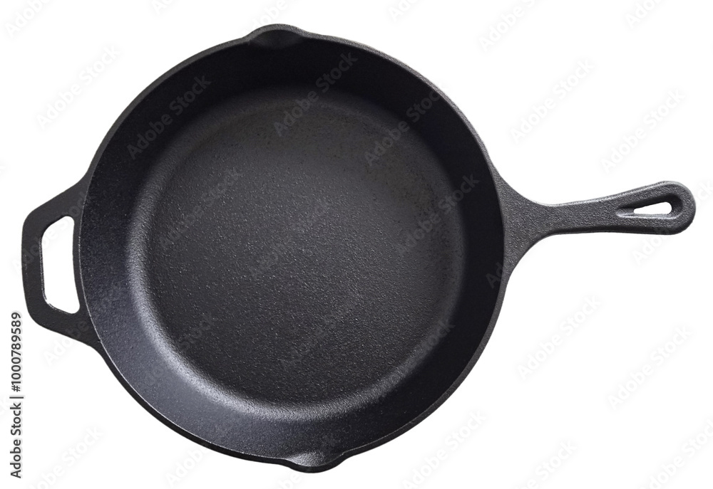 Black cast iron pan with a handle Black cast iron pan with a handle