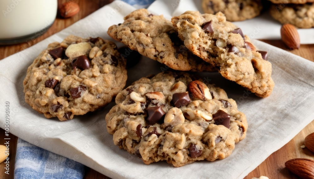 Deliciously indulgent chocolate chip cookies with nuts Deliciously indulgent chocolate chip cookies with nuts