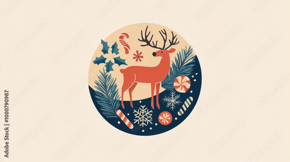 Winter reindeer icon