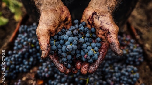 Italian Vineyard on Mount Etna, Sicily: Hand-harvested Nerello Mascalese Wine photo