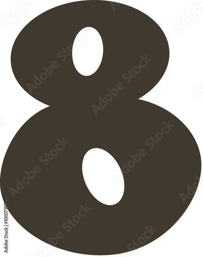 Black font, number 8