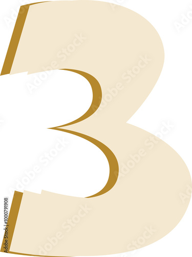 Cartoon font, number 3