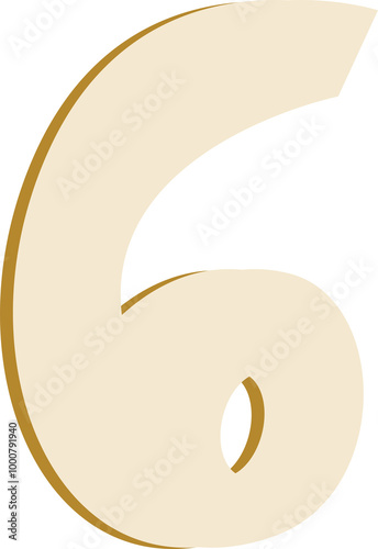 Cartoon font, number 6