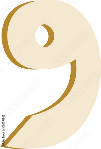 Cartoon font, number 9