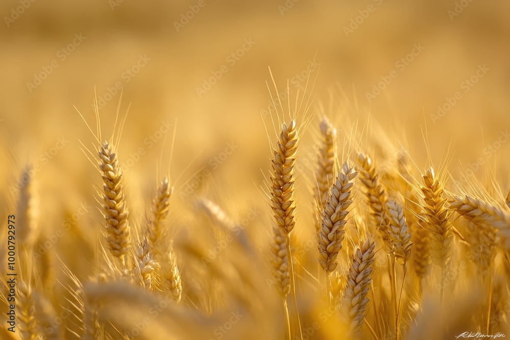 Close up of golden wheat stalks in a field. Close up of golden wheat stalks in a field.