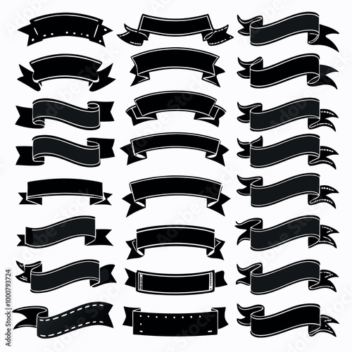 This captures the key content (ribbons, banners), the style (vintage), and the context (set, decorative, labels) clearly and naturally Let me know if you want a more modern or minimalist variation