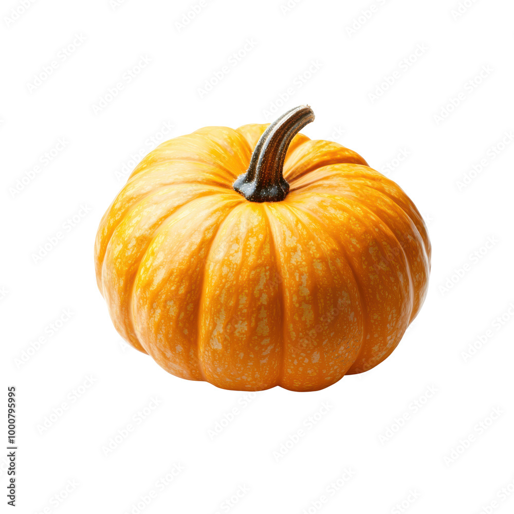 Obraz premium A large orange pumpkin with a stem isolated on white background