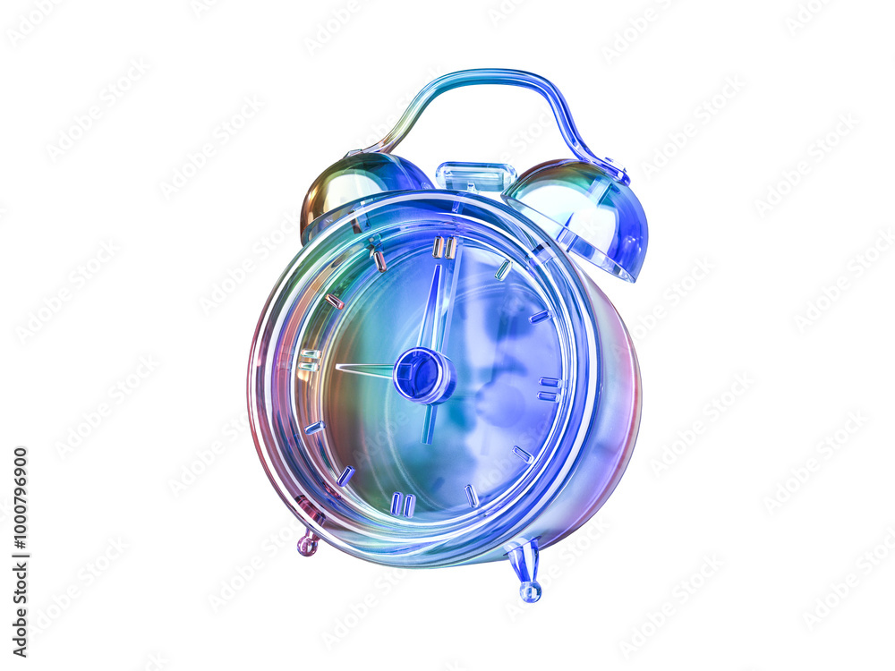 © Xvector - Futuristic Holographic Gradient Abstract Crystal Material Watch Icon Isolated on Transparent Background